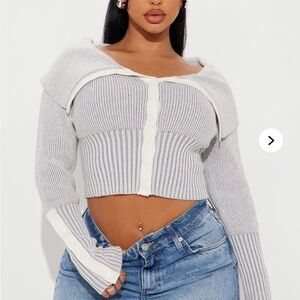 Fashion Nova Gray Ribbed Cardigan Sweater